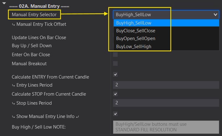 Manual Entry Selector